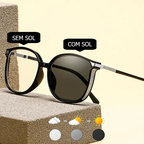 Óculos Multifocal Crystal Fashion com Lentes Fotocromáticas - Últimas Unidades