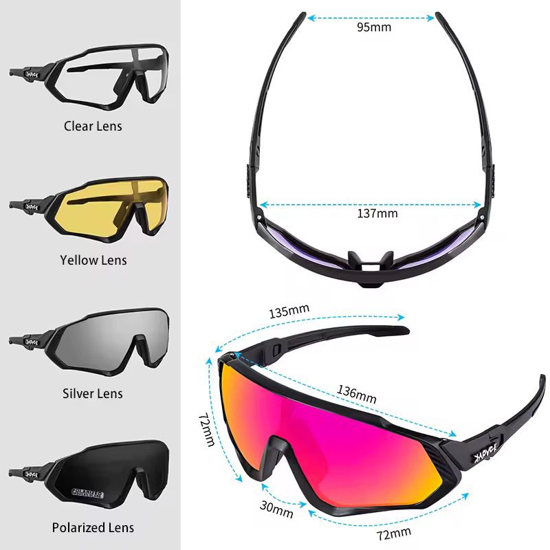 Óculos Esportivo com 5 Lentes | Anti-Impacto | Corrida e Ciclismo | UV400